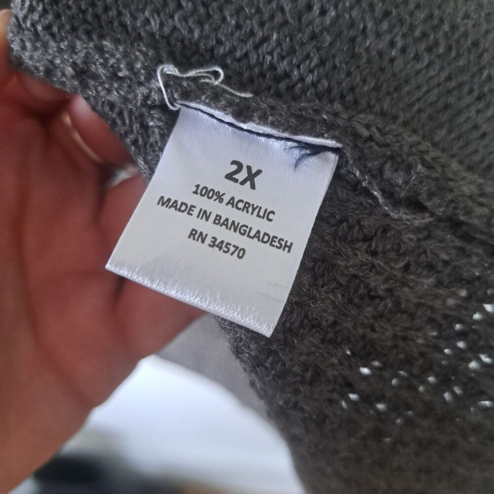 NEW Jason Maxwell PLUS SIZE 2X Open Cardigan Charcoal Knit Sweater Gray Womens - Picture 7 of 10